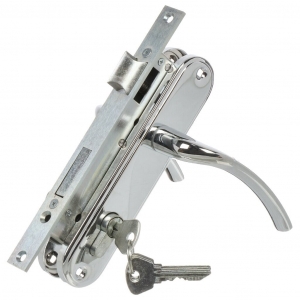 Замок врезной цилиндровый с защёлкой в комплекте с ручкой ЗВ4-70.27 (хром), 4 кл.