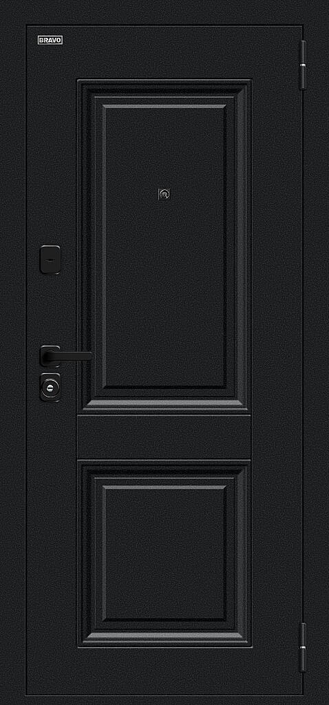 Фото Входная дверь Некст МФ/SBlack Букле черное/White Silk BR6208 внешняя сторона